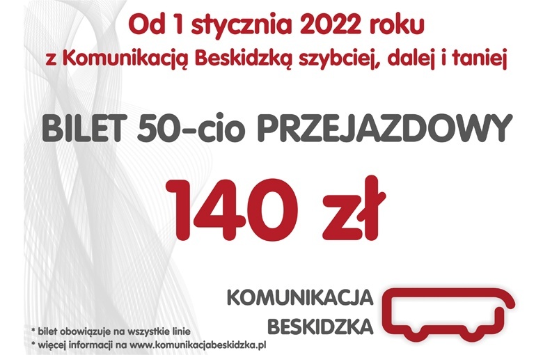 Komunikacja Beskidzka - Bilet 50 PRZEJAZDÓW