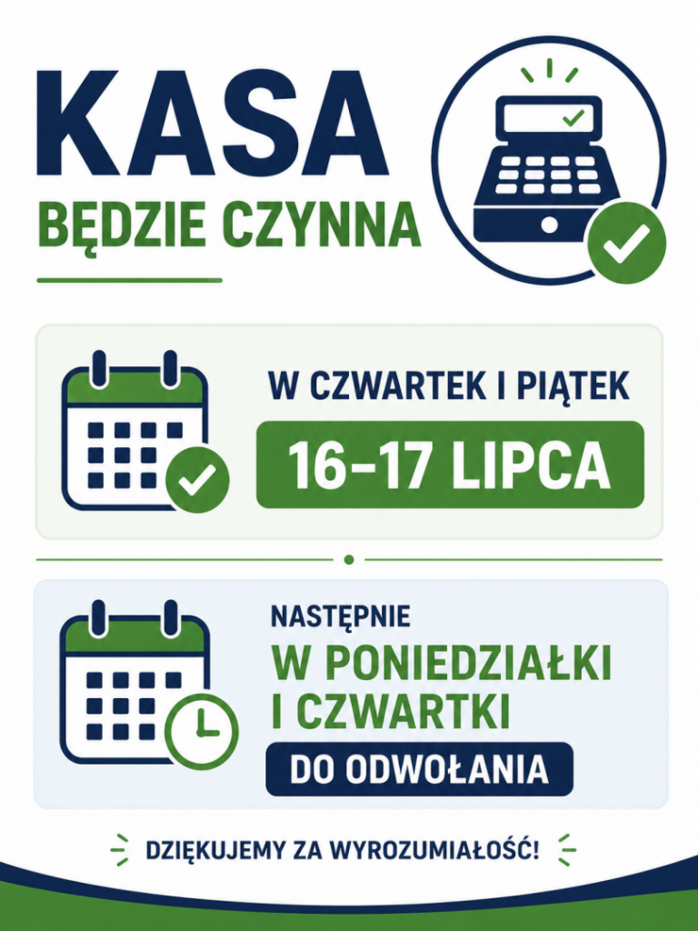 Kasa w urzędzie nieczynna codziennie.