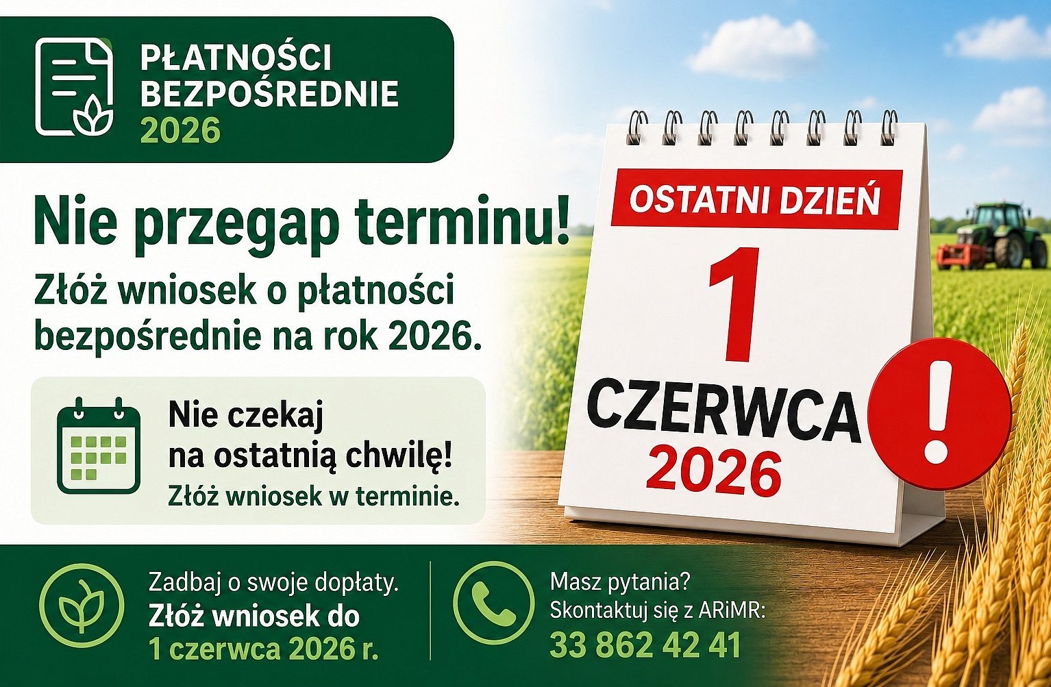 ARiMR płatności bezpośrednie na rok 2026.